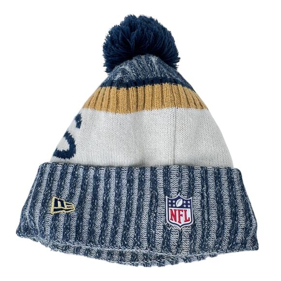 NFL Los Angeles Rams On Field New Era Beanie Hat Mens OS Knit Acrylic w/ Pom Pom - Picture 2 of 8